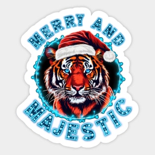 Merry and Majestic Christmas Tiger Sticker